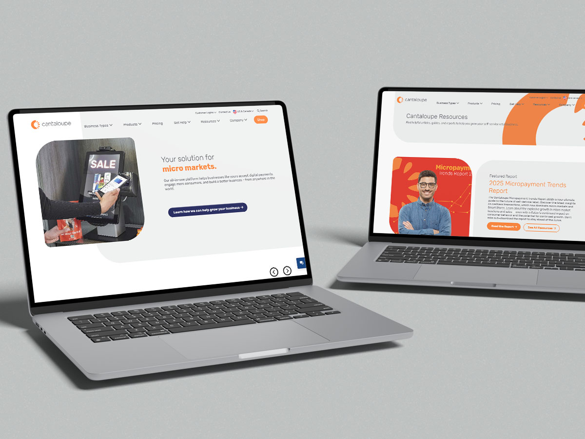 Cantaloupe website mock-up on two laptops