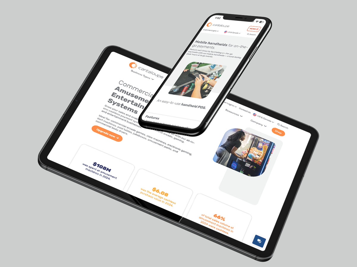 Cantaloupe website mock-up on iphone and tablet