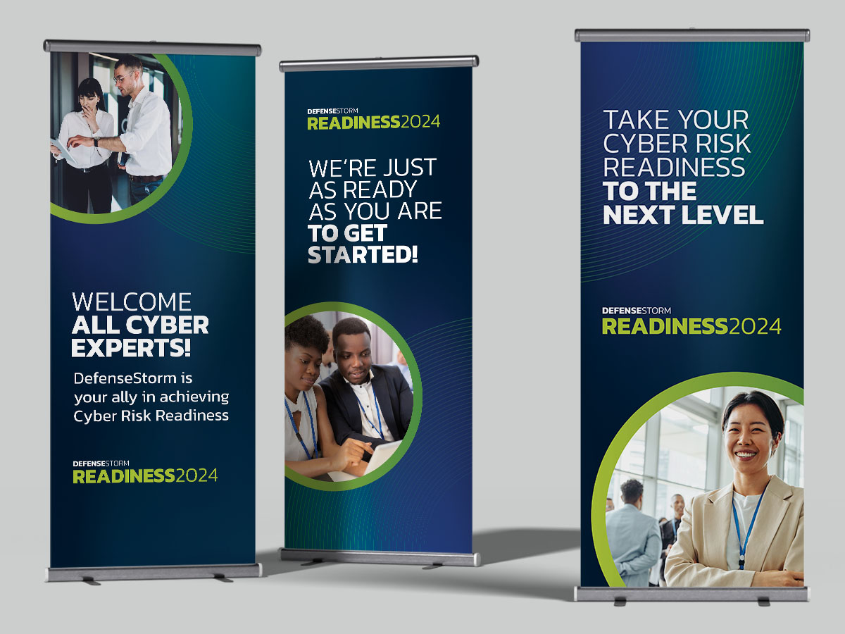 How DefenseStorm's brand translates into event signage and experiential design